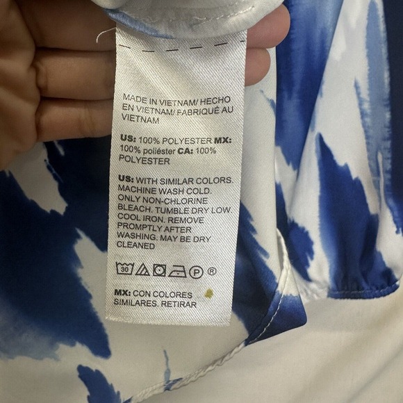 Chico's Watercolor Tie Front Raglan Sleeve Top Size 1 (M) Peasant Boho Prairie - Picture 11 of 14